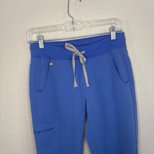 FIGS Zamara Jogger Scrub Pants XS Peri Blue FIONx Stretch Cargo Pockets - Image 4