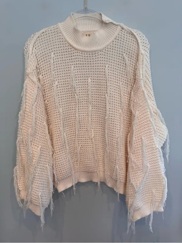 POL Oversized Knit Fringe Sweater Size S - Image 2