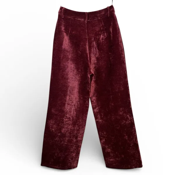 CoMMENSE Velvet Pocket Straight-Leg Pants COLOR - Burgundy, size Small NWT - Image 3
