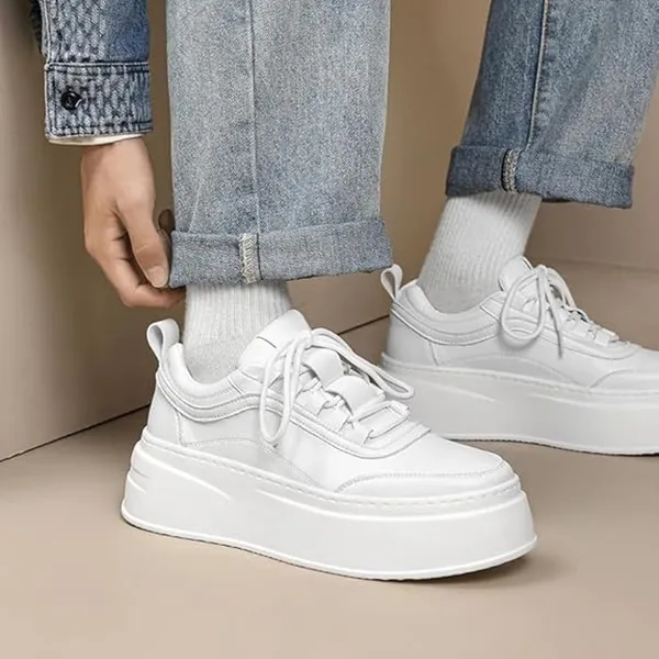 NWT ~ White Breathable Lightweight Faux Leather Platform Sneakers ~ Women's 11.5 - Image 2