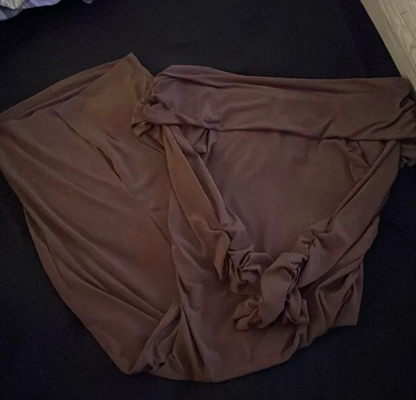 ASOS Off The Shoulder Ruffled Midi Brown Dress size 8 - Image 3