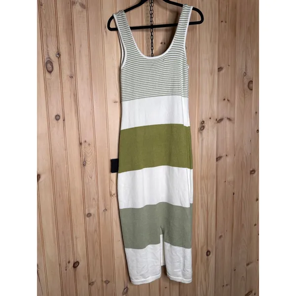 NWT Lulus Easily Gorgeous Ivory and Sage Striped Midi Sweater Dress Casual Sz XL - Image 7