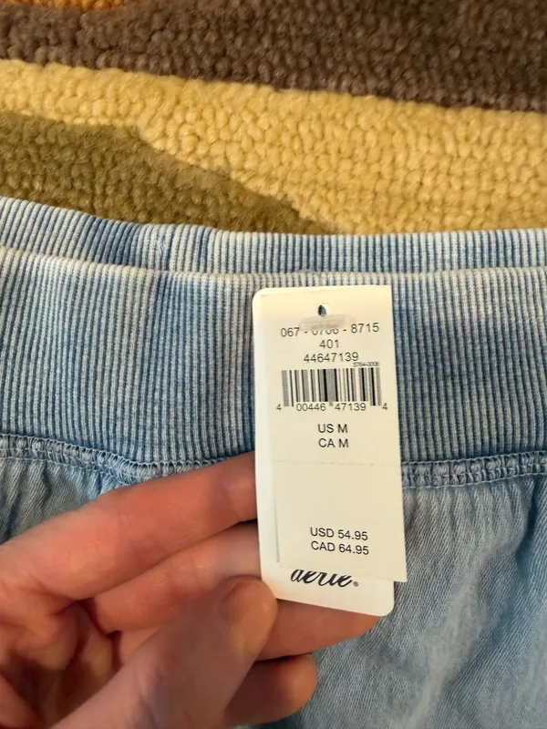 NWT Aerie Light Blue Sweatpant Jeans Knit Material Lounge Shorts Size Medium - Image 3