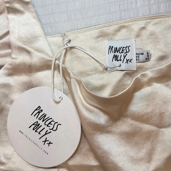 NWT Princess Polly Champagne Satin Crop Tank Top US 2 Huxley Set Piece - Image 4