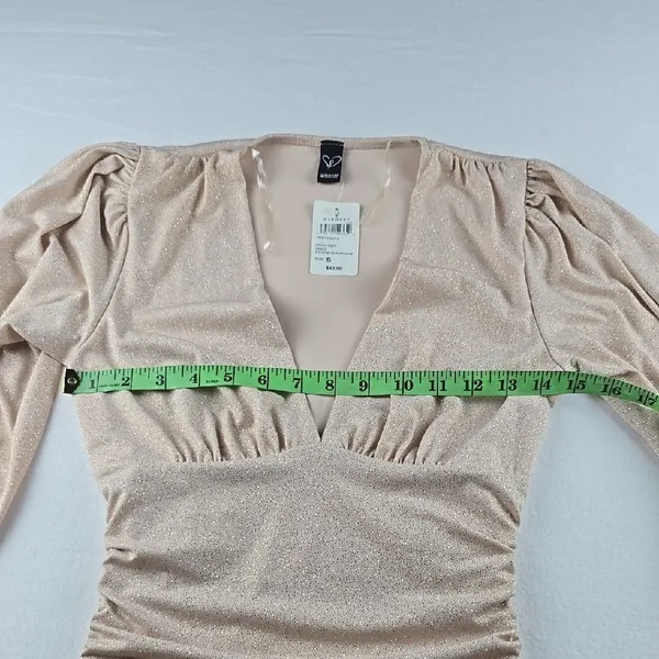 Windsor NWT Glitz and Glamour Mini Dress in Gold Champagne Shimmer Women's Small - Image 7