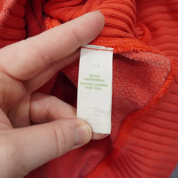 Aerie Mind In The Mtns Crewneck Sweatshirt Coral Orange Ribbed Pullover Womens M - Image 8