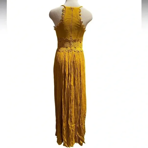 Lulu's Small This Love Mustard Yellow Lace Maxi Dress Size S - Image 12