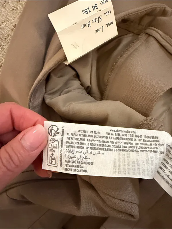 Abercrombie & Fitch Low Rise Slim Boot Pants Brown Taupe Size 18S Y2K Workwear - Image 4