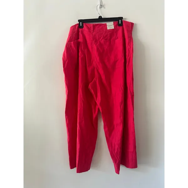 Anthropologie Maeve Colette Linen Blend Crop Wide Leg Pants Geranium NWT Size 22 - Image 5