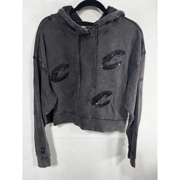 Pro‎ Standard Women's L Black Hoodie Cleveland Cavaliers Crystalline Crop NWOT - Image 6