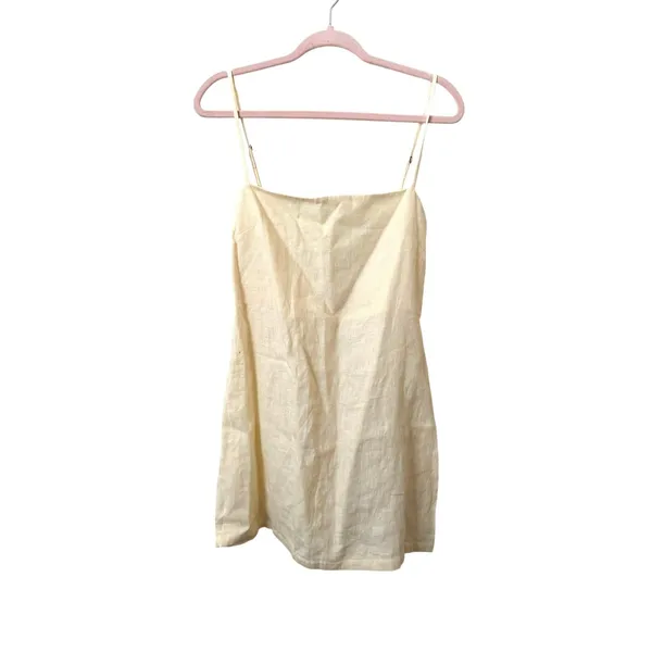 SUMMER AWAY Linen Tie Back Mini Dress Yellow Small NEW NWT - Image 2