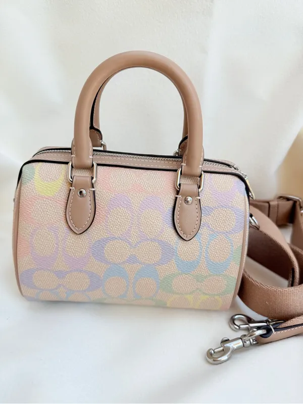 NWT Coach Mini Rowan Crossbody Bag Rainbow Signature Canvas CDC39 Sand Multi - Image 3