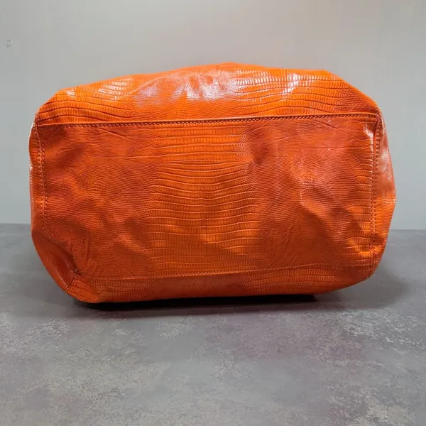 Steve Madden Slouchy Hobo Shoulder Bag XL Tangerine Croc Embossed - Image 4