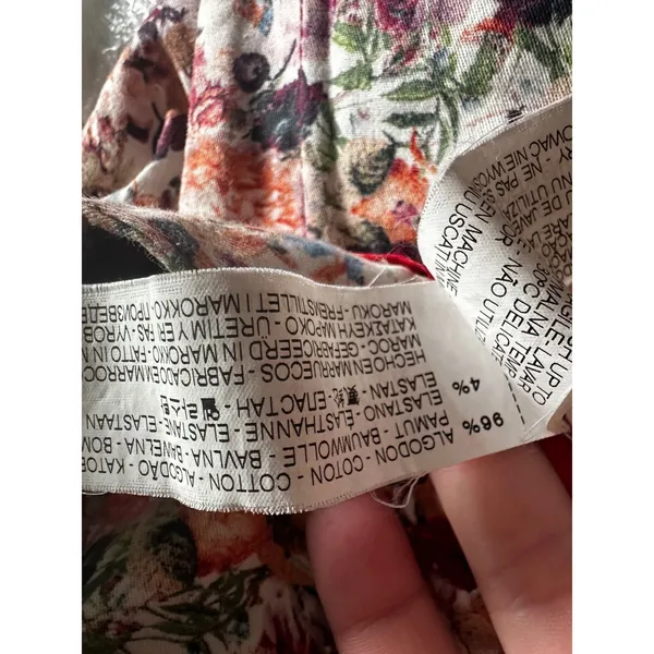 Zara Basic Womens Floral Ankle Trousers Slim Fit Multi Color XS Cotton Blend - Image 8
