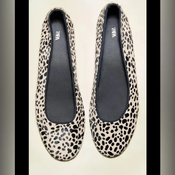 Zara leather animal‎ print ballet flats - Image 2