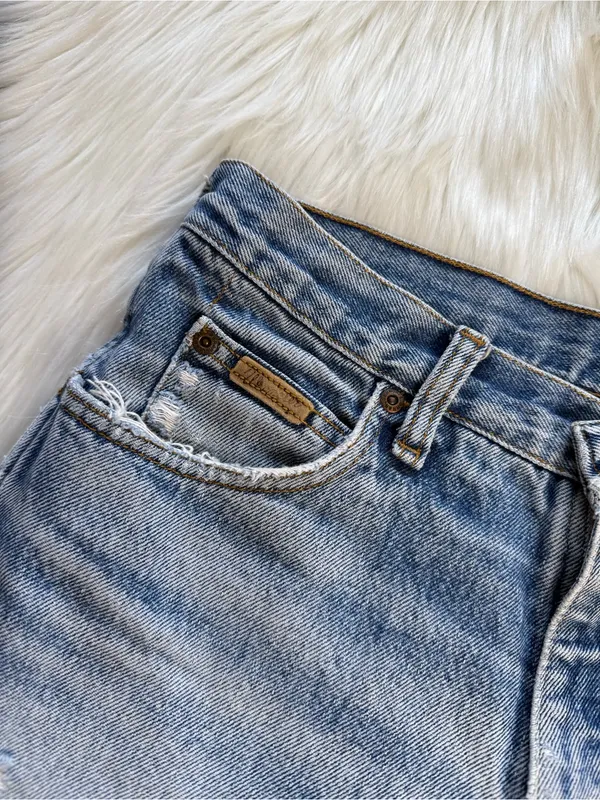 Wrangler Vintage Light Wash High Rise Denim Cut Offs - Image 2
