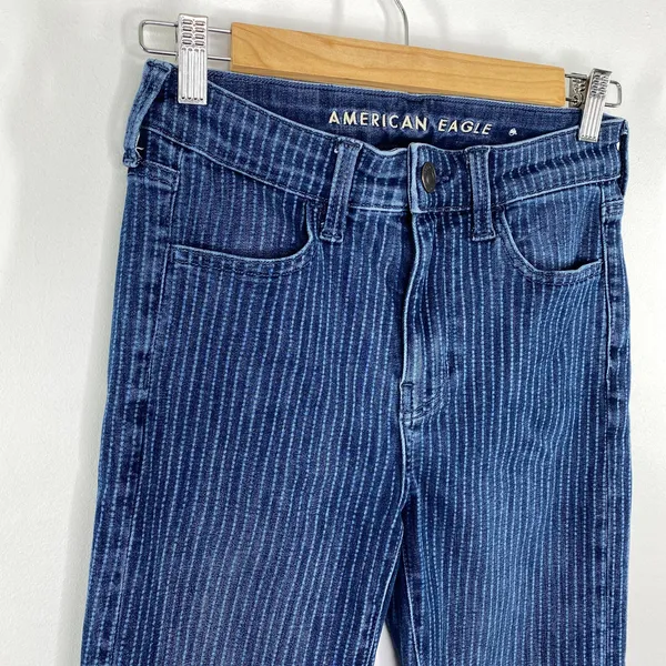 American Eagle Striped‎ Stretch Hi-Rise Jegging Crop Womens Jeans Size 4 Long - Image 5