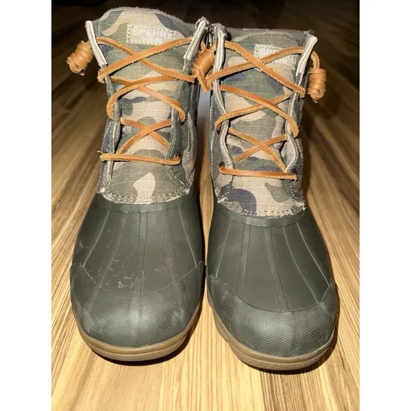 Sperry Syren Gulf Camo Driftwood Women's 8.5‎ Top-Sider Duck Boots green Tan - Image 2