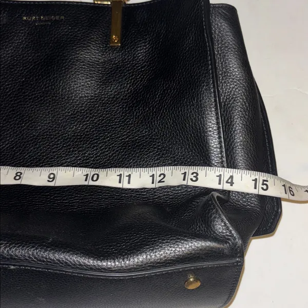 Kurt Geiger London Emma Tote Black Textured Leather Handbag Gold Toned Hardware - Image 15