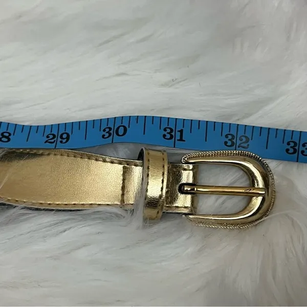 Vintage 90’s Gold Celestial Theme Belt Faux Leather and Metal 28/30 - Image 6