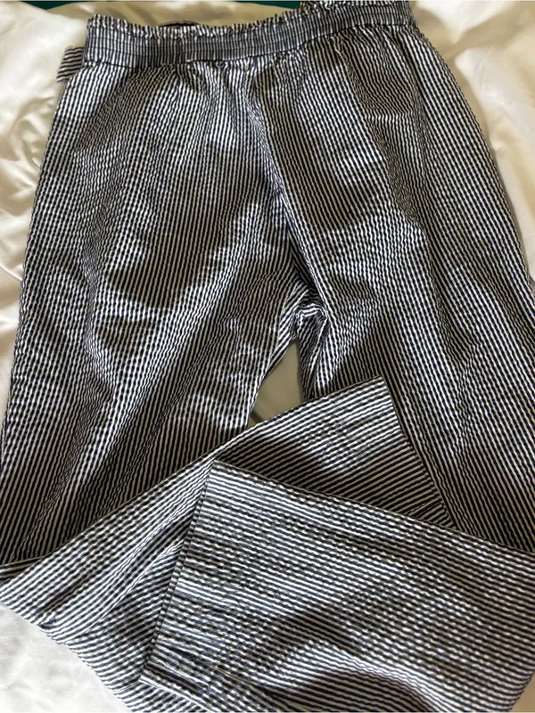 Anne Klein Blue White Seersucker Striped Pants Trousers-M - Image 6