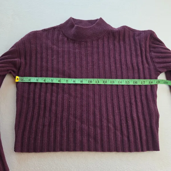 Madewell NWT Mockneck Ribbed Wool Blend‎ Cropped Sweater Plum Purple NM625 XS - Image 8