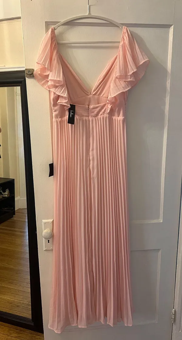 Lulus Ideal Occasion Pink Pleated Flutter Sleeve Maxi Dress - Image 5