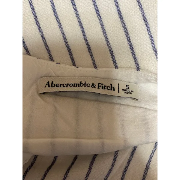 Abercrombie & Fitch White Blue Striped Sleeveless Cami Boxy Tank Crop Top Size S - Image 3