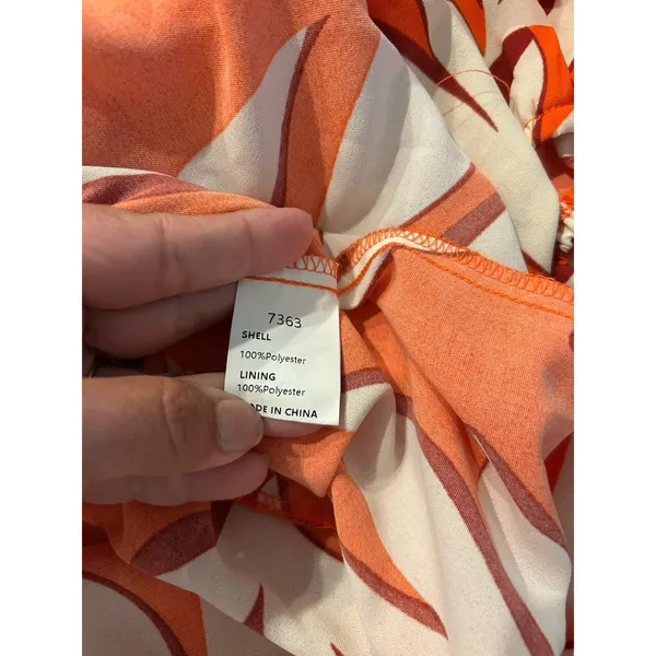 BTFM Orange White Floral Maxi Dress Size Medium Resort Tropical Modest Cruise - Image 6