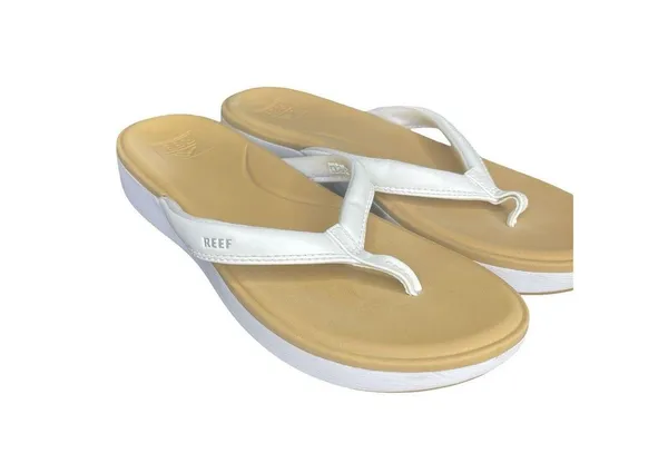 Reef Women's Size 9 Cushion Cloud White Tan Flip Flops Sandals Slip-Ons - Image 6