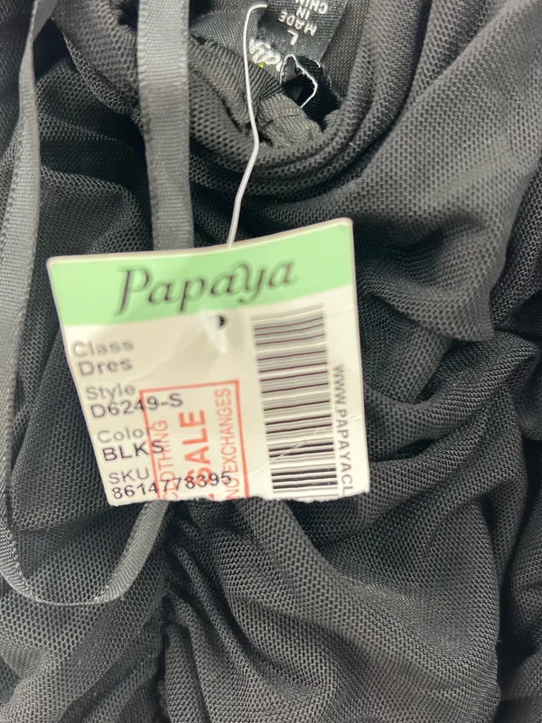 Papaya Black Ruched Spaghetti-Strap Mini Dress 0127 - Image 7
