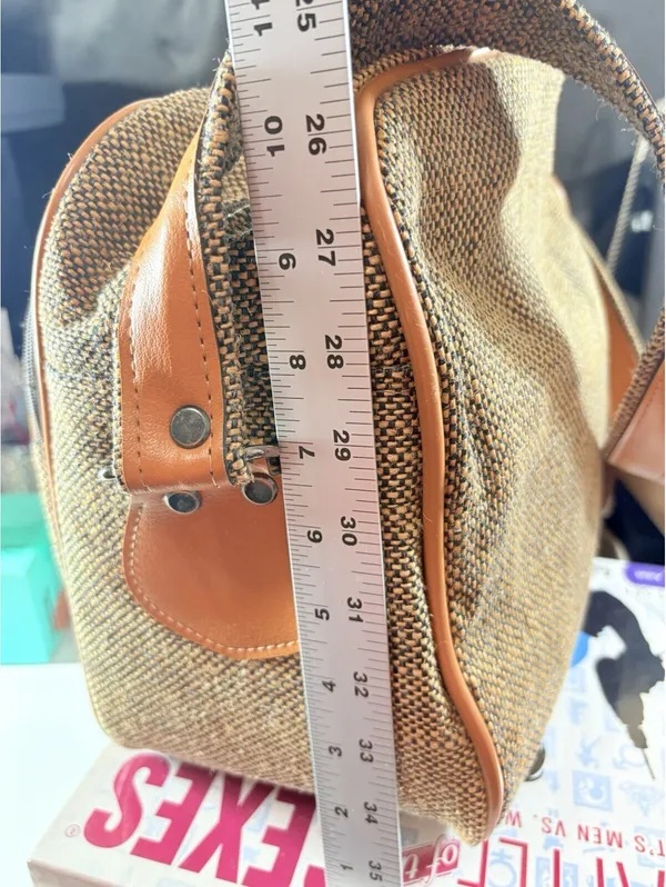 Pierre Cardin Vintage Travel Carry-On Train Case Weekender Brown Tweed Bag - Image 6