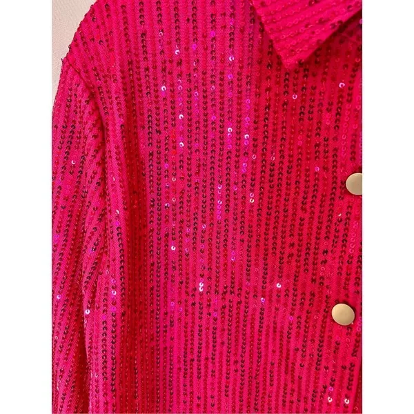 Swiftie Era’s Tour Inspo Jacket! Hot Pink Sequined Jacket Size Medium! - Image 3