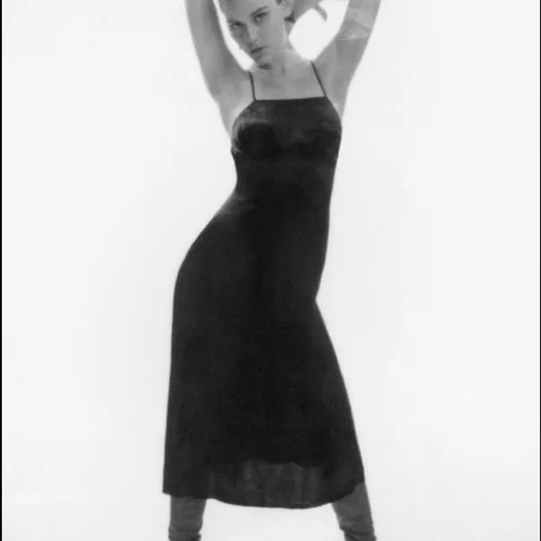 Zara MIDI SLIP SATIN DRESS Straight Neck w/ Spaghetti Straps Black Size S NEW - Image 2
