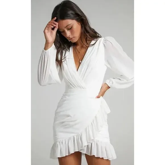 Showpo White Long Sleeve‎ Dress - Image 2