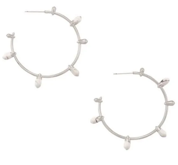 NWT! Kendra Scott Freida Rhodium Plated Hoop Earrings - Image 2
