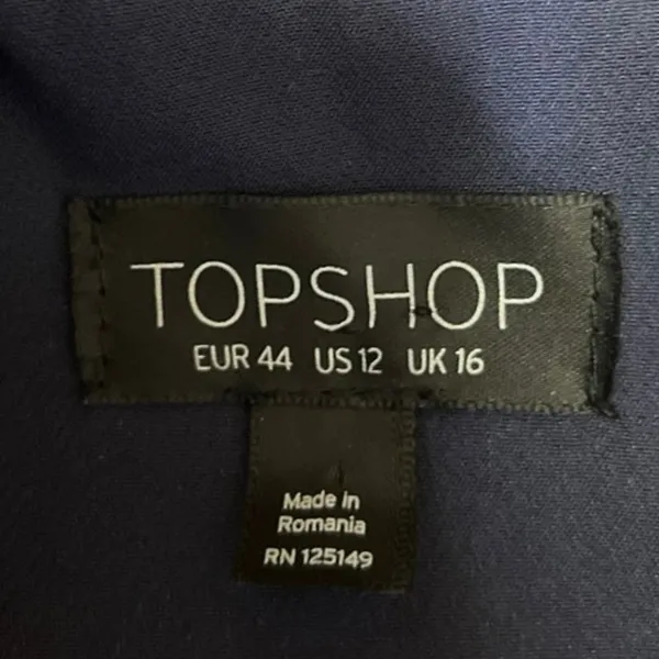 Topshop Navy Blue Zip Up Collar Long Sleeve Windbreaker Rain Coat Jacket 12 - Image 3