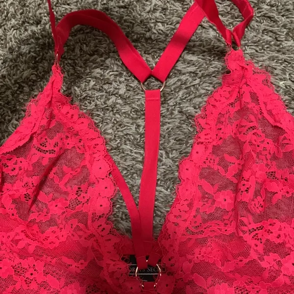 Victorias Secret Sexy Red lace Teddy thong mesh on butt size woman small - Image 3