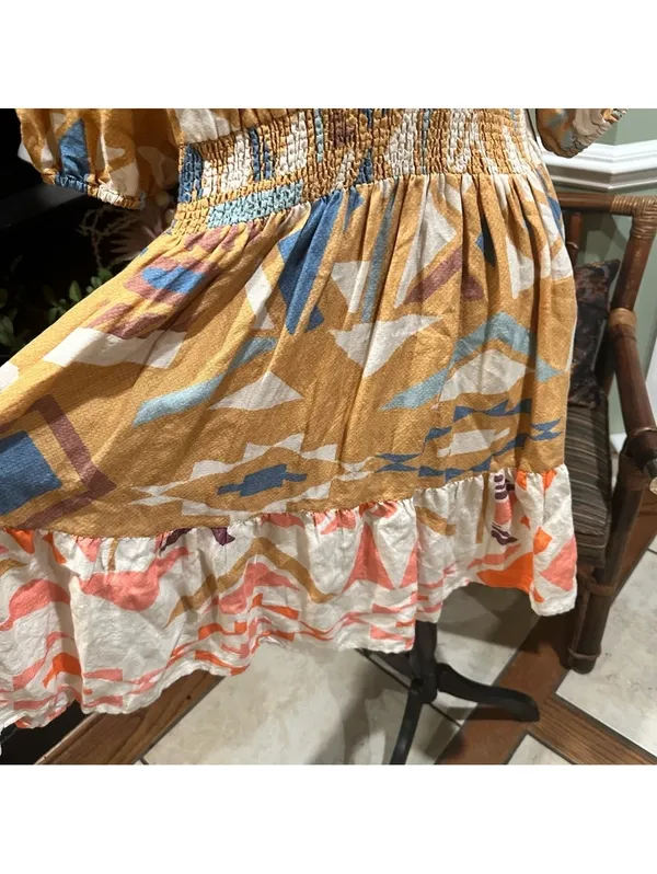 Anthropologie Ranna Gill Sabina Bubble Sleeve Mini Dress – Multicolor Abstract Seashell Print - Image 13