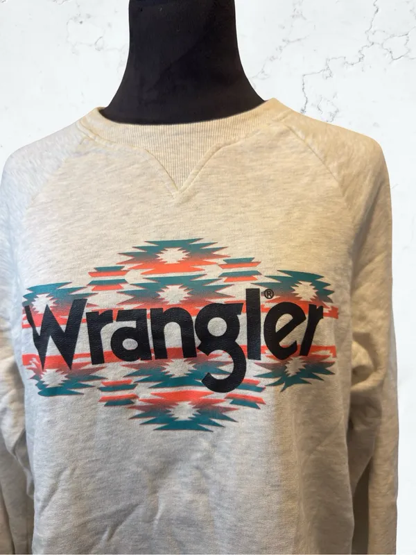 Wrangler Retro Aztec Logo Sweatshirt Southwestern Westerncore Side Snaps Gray L - Image 3