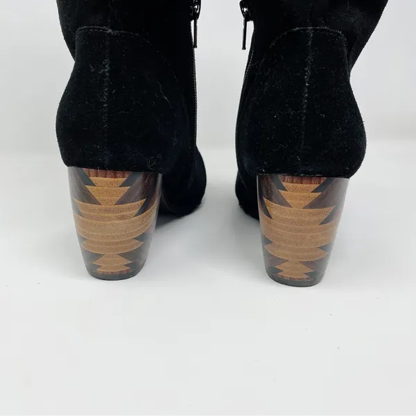 LAmour Des Pieds Pamby Black Suede Ruched Western inlaid Heel Boots womens 6 - Image 8