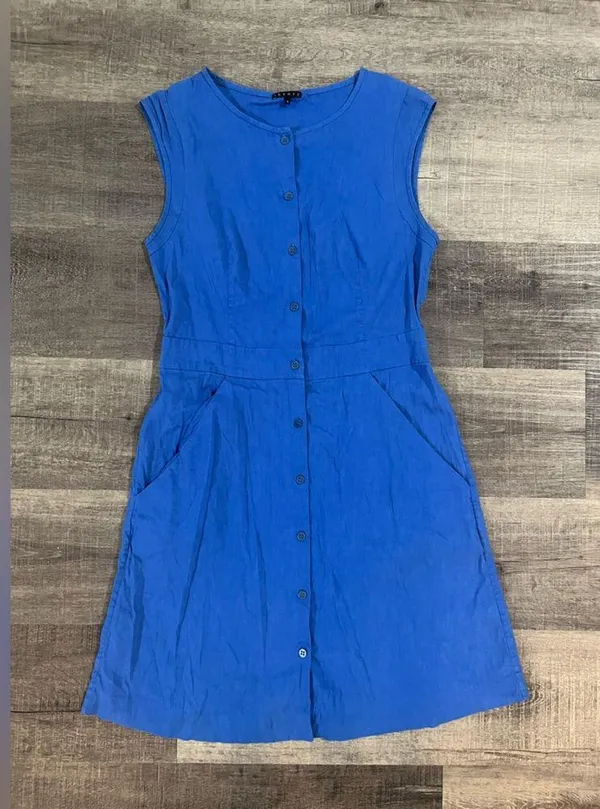 THEORY Jalia crunch fabric shirt dress in Primary Blue - Image 4