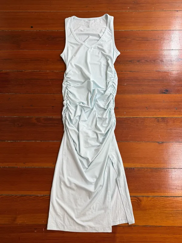 Beyond Yoga Fit The Mood Bodycon Ruched Midi Dress Light Blue Sz S 🧡🍄 - Image 6