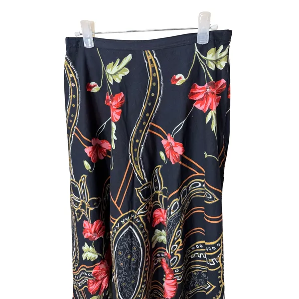 Le Mieux Studio Womens Black Floral Paisley Cotton Sequin Maxi Skirt Small - Image 2