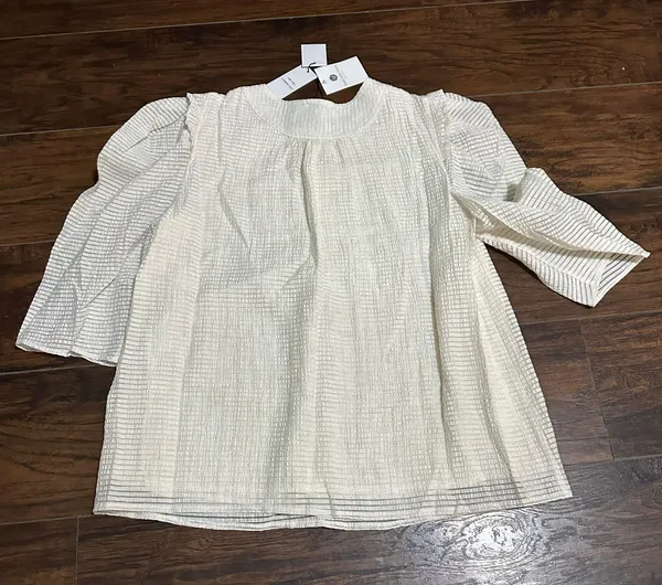 Current Air Puff sleeve bib striped blouse - Image 3