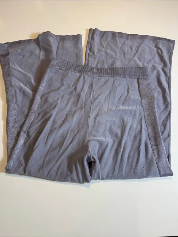 Free‎ People Show Off Set Pewter Gray Knit Bralette Wide Leg Pants Size M - Image 9