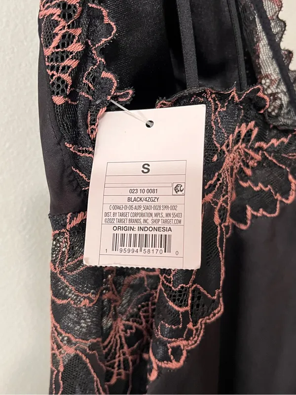 SEXY Satin & Lace Silky Black Lingerie Sleep Dress Auden Women’s Slip Sz S NWT - Image 4