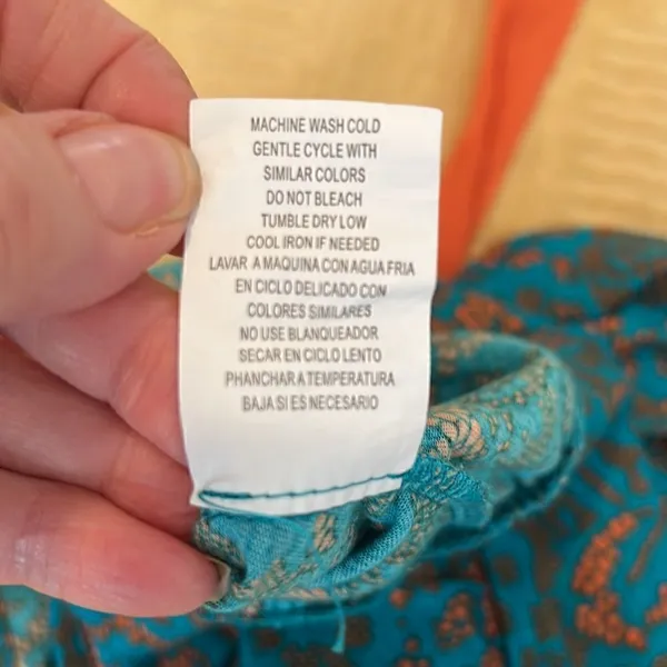 Lily Star beautiful vibrant teal & orange wrap back tank top w/ orange ties - Image 13
