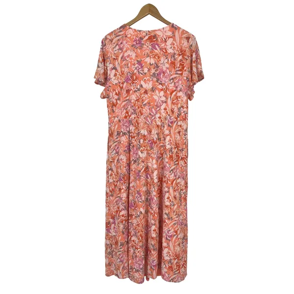 Torrid Women's Floral Print Crochet Trim Midi Dress‎ Size 2X Boho Beach Flowy - Image 2