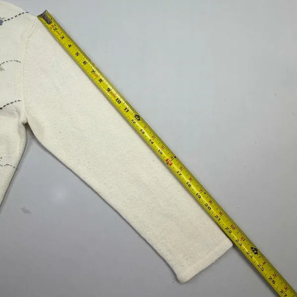 Adeline Alfred Dunner Vintage Women's Cream Floral Embroidered Pullover Sweater - Image 7